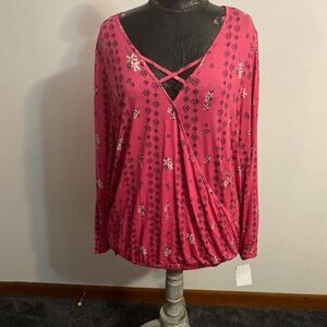 Style & Co Pink/Black/White top, size 2X